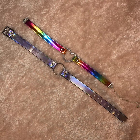 Forever 21 Jewelry - 💖3/$15 Forever21 Rainbow Heart & O-Ring Choker